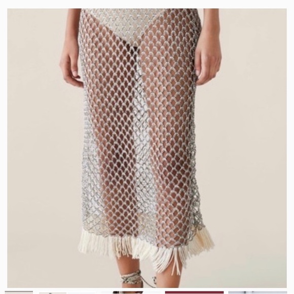 Zara mesh  silver sparkle Dress NWT sz Large beach cover up - Picture 7 of 8